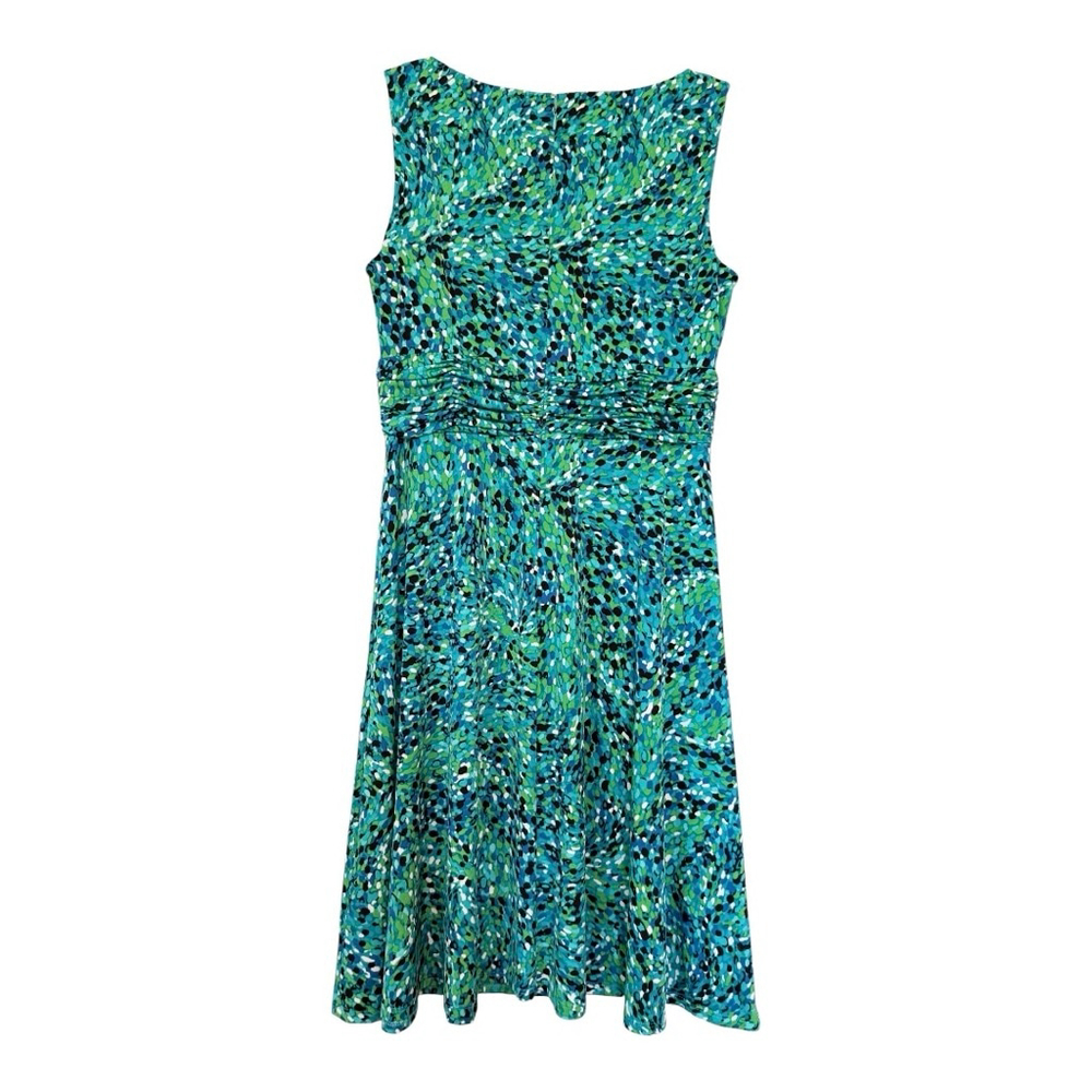 Jessica Howard Green Blue Abstract Sleeveless Midi Dress 10P - Picture 5 of 11